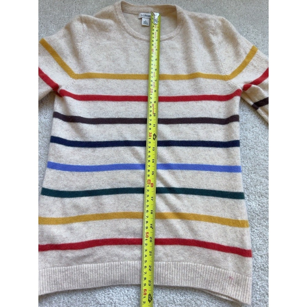 LL Bean Women's Classic Cashmere Sweater, Crewneck Stripe Size S - Picture 3 of 7